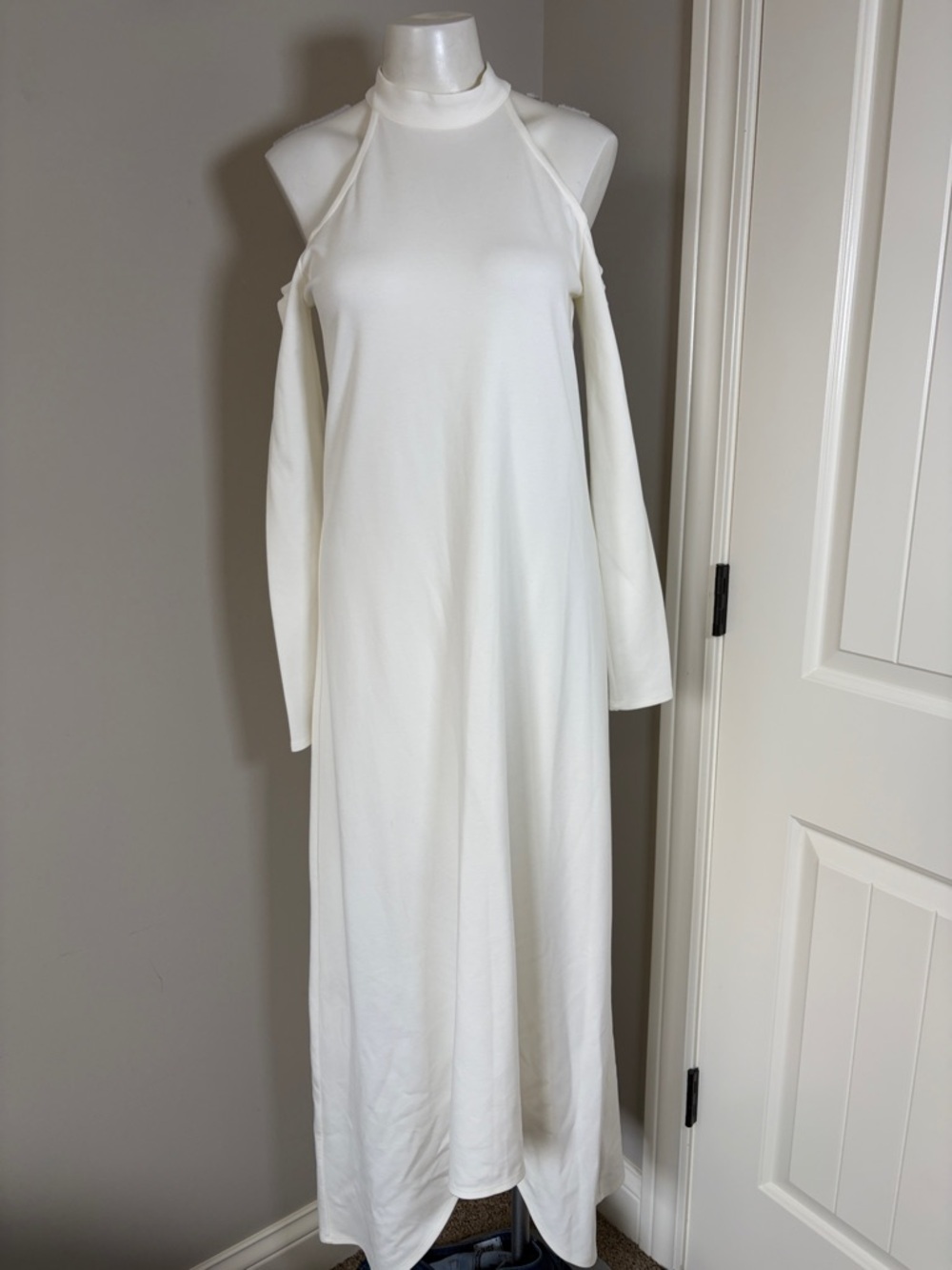 Marcella Kalene Dress Off White Long Sleeve Maxi Mock Neck Sz S NEW - Picture 3 of 12